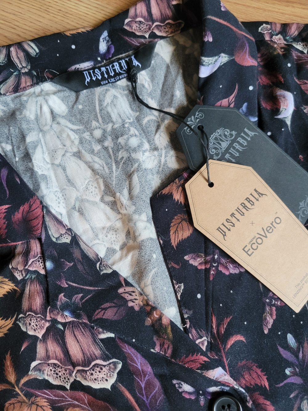 Disturbia Foxglove Midi Shirt Dress - Dark Floral Whimsigoth Size US 6 - Picture 4 of 11